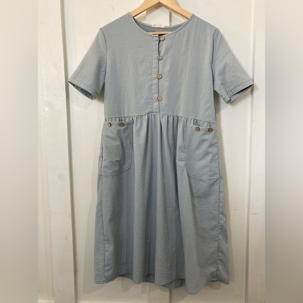 HIDDEN Alley Small cottagecore coastal beach button down dress pockets prairie